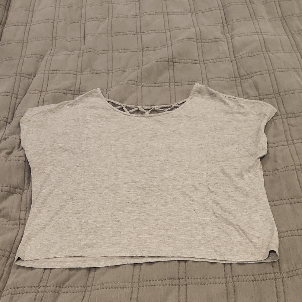 Soprano Light Gray Crop Top With Fun Back Detail Size M!